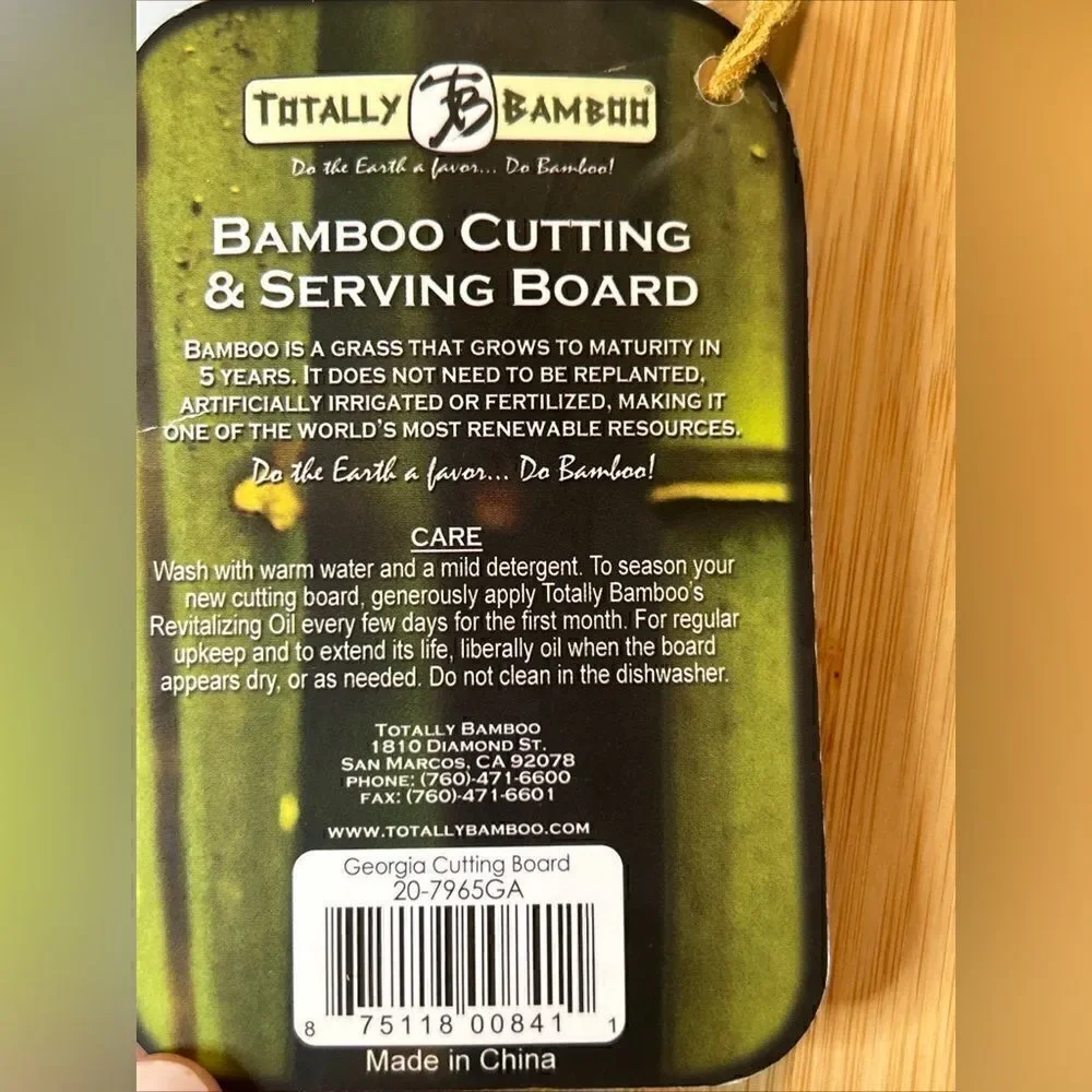 Totally Bamboo Cutting and Serving Board Cut to the Shape of Georgia US
